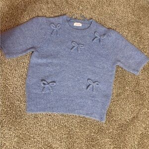 Blue Bow-Accent Women's Sweater